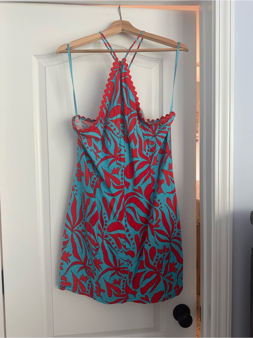 LOFT Turquoise and Red Floral Mini Dress